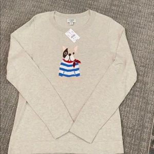 J Crew French bulldog sweater size small NWT